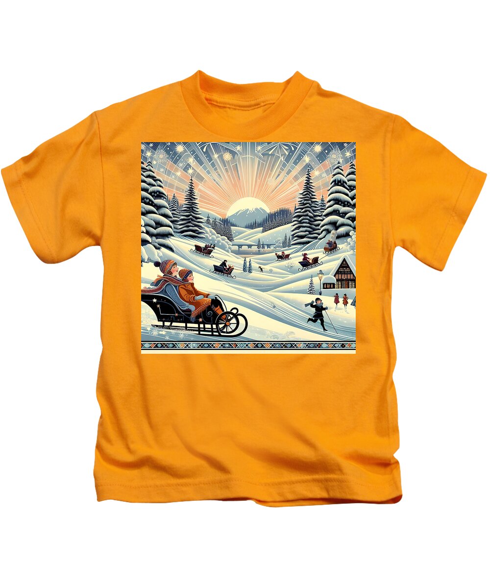 Winter Wonderland Sledding Adventure Kid's T-Shirt