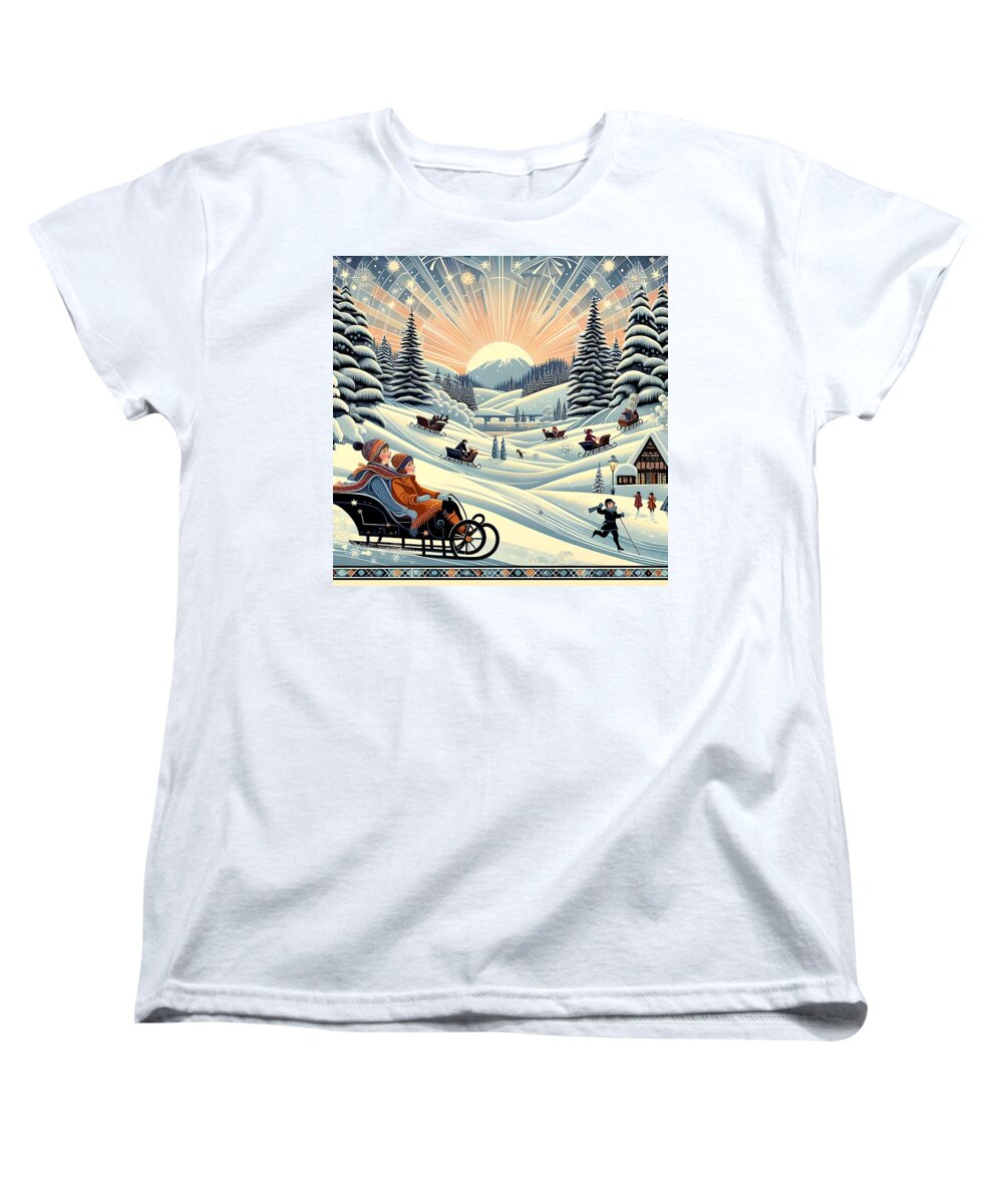 Winter Wonderland Sledding Adventure Women's T-Shirt