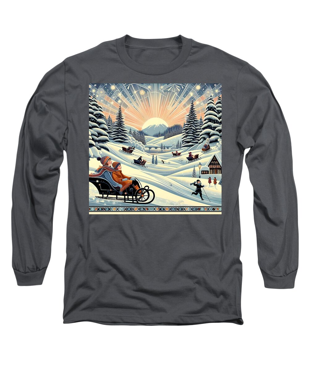 Winter Wonderland Sledding Adventure  Long Sleeve T-Shirt