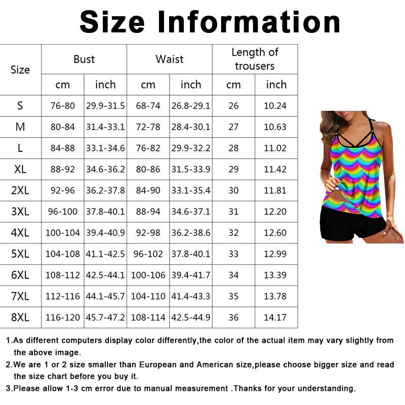 Women's Spaghetti Strap Backless 2-piece Plus Size Tankini Swimwear