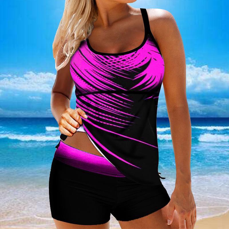 Women's Spaghetti Strap Backless 2-piece Plus Size Tankini Swimwear