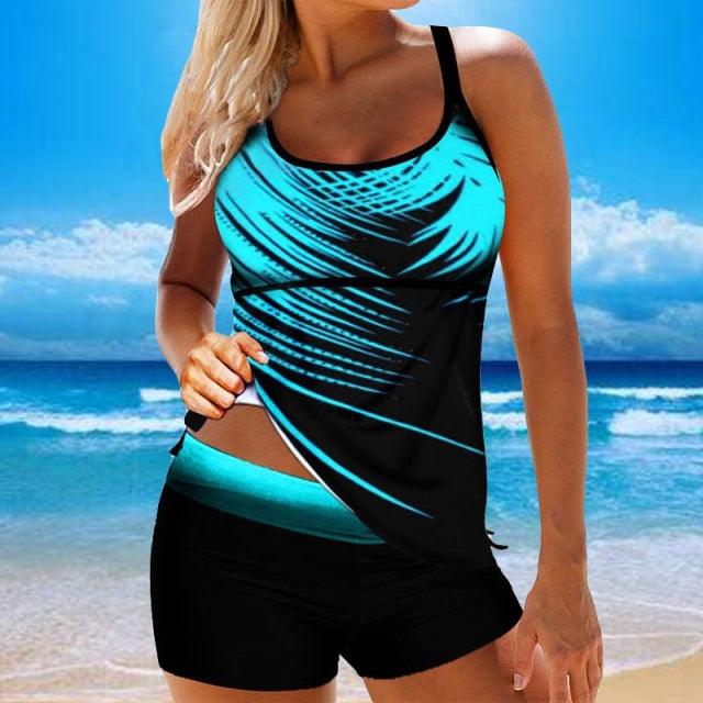 Women's Spaghetti Strap Backless 2-piece Plus Size Tankini Swimwear
