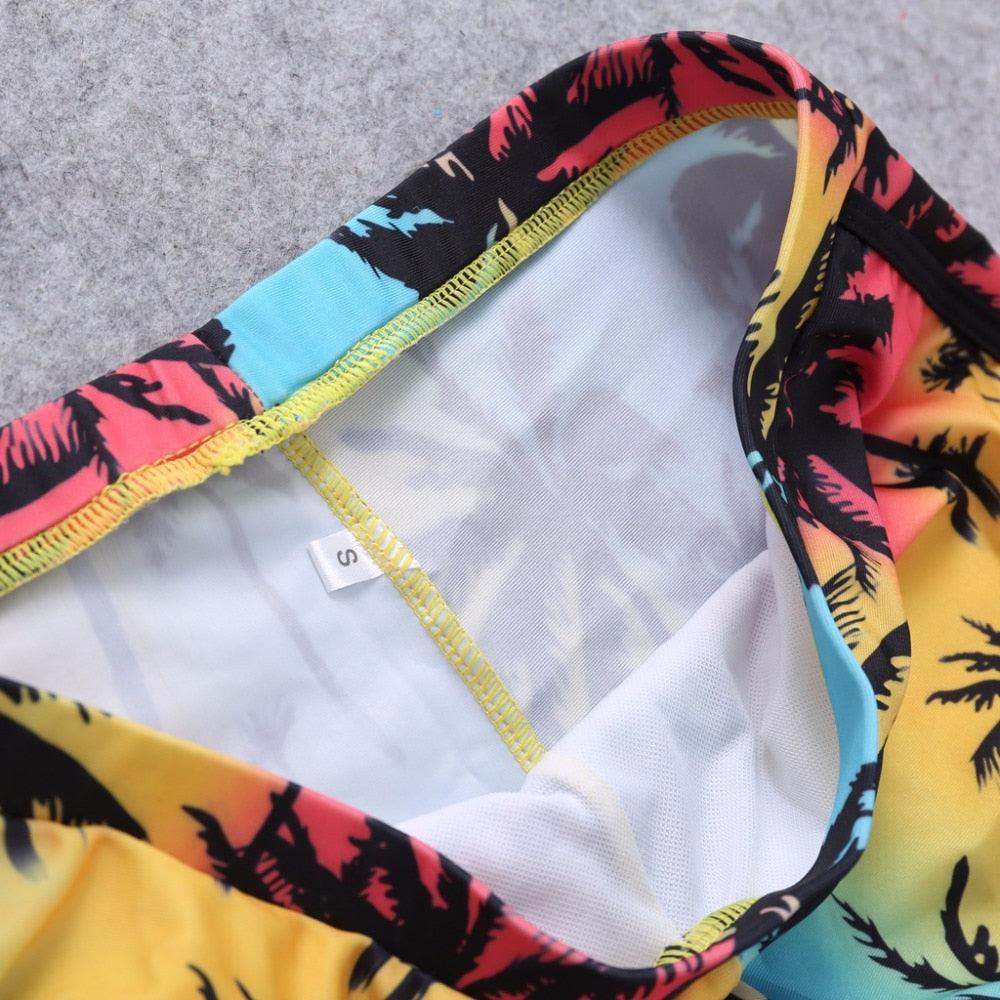 Women's Two Piece Crop Top High Waist Shorts & Floral Top Bikini Swimwear Beachwear