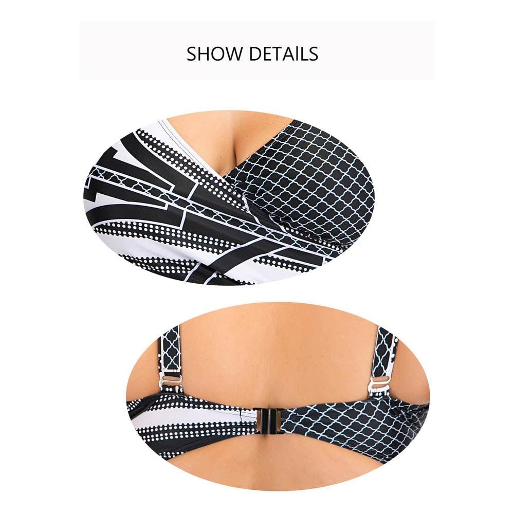 Women's Two Piece Plus Size Halter Neck Built-in Sports Bra Bikini Swimsuit Beachwear