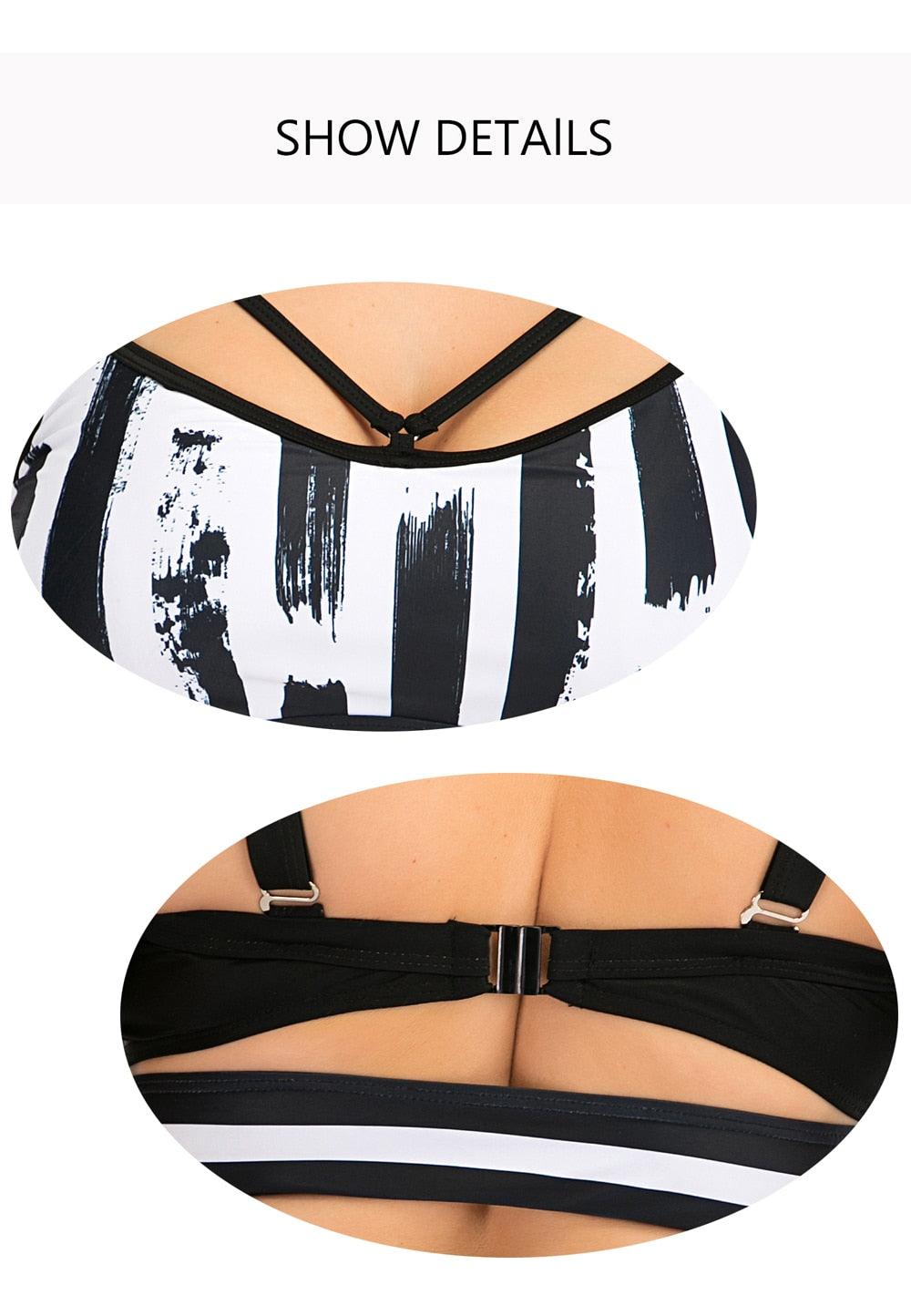 Women's Two Piece Plus Size Halter Neck Built-in Sports Bra Bikini Swimsuit Beachwear