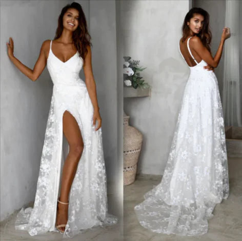 Lace V-Neck Maxi Dress