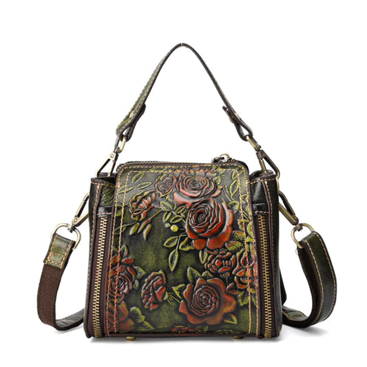 Genuine Leather Women's Handbag and Bucket Backpack