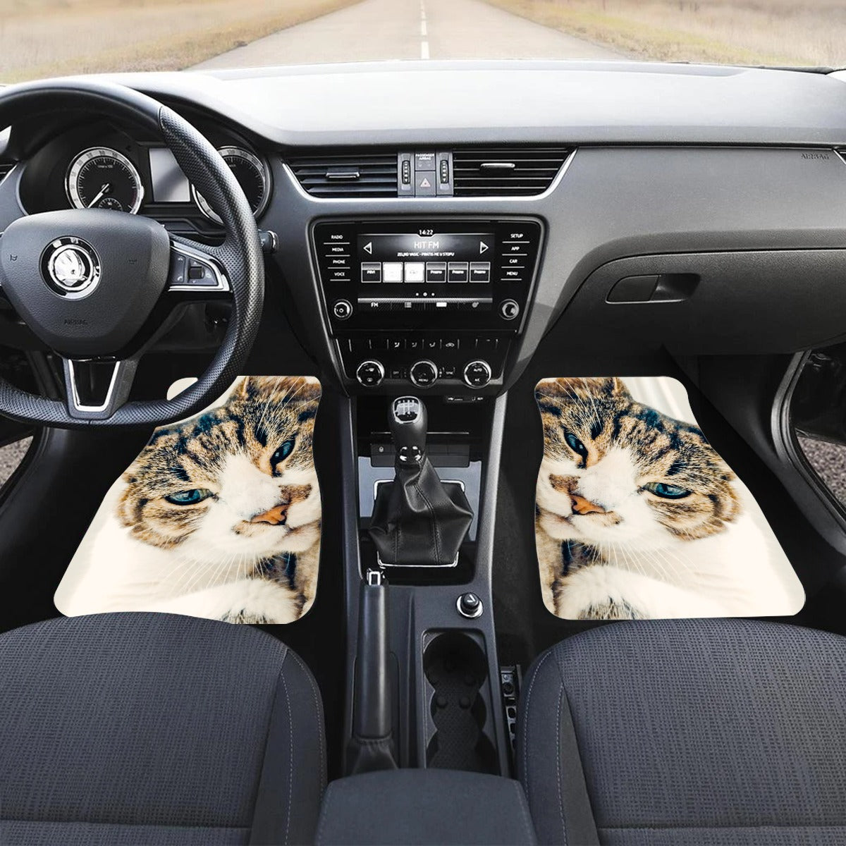 Funny Cat Design Being Lazy Front Car Floor Mats (2pcs) - Shell Design Boutique