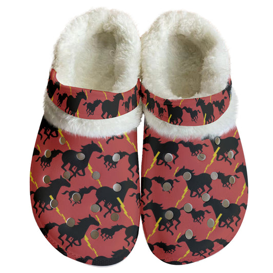 Wild Horses and Lightning Women's Classic Clogs with Fleece