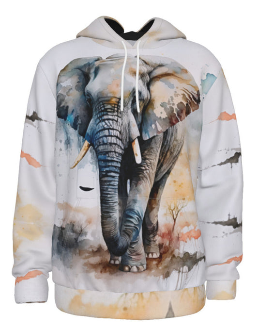 Wild Elephant Printed Men's Thicken Pull Over Hoodie - Shell Design Boutique