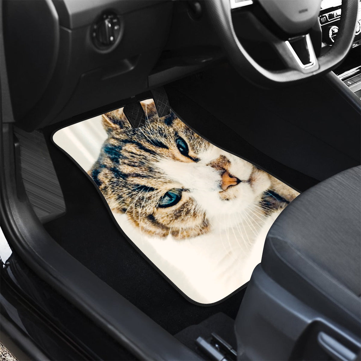 Funny Cat Design Being Lazy Front Car Floor Mats (2pcs) - Shell Design Boutique