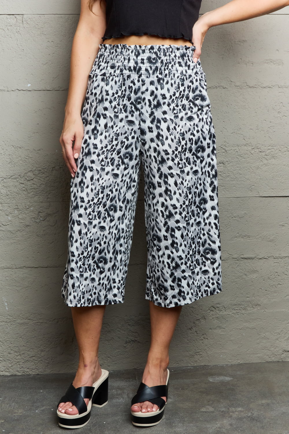 Leopard High Waist Flowy Wide Leg Pants with Pockets by Ninexis up to XL - Shell Design Boutique