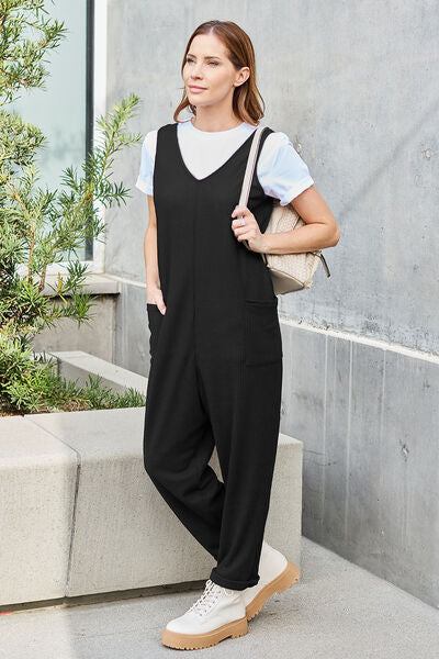 Double Take Full Size Sleeveless Straight Jumpsuit up to 3XL