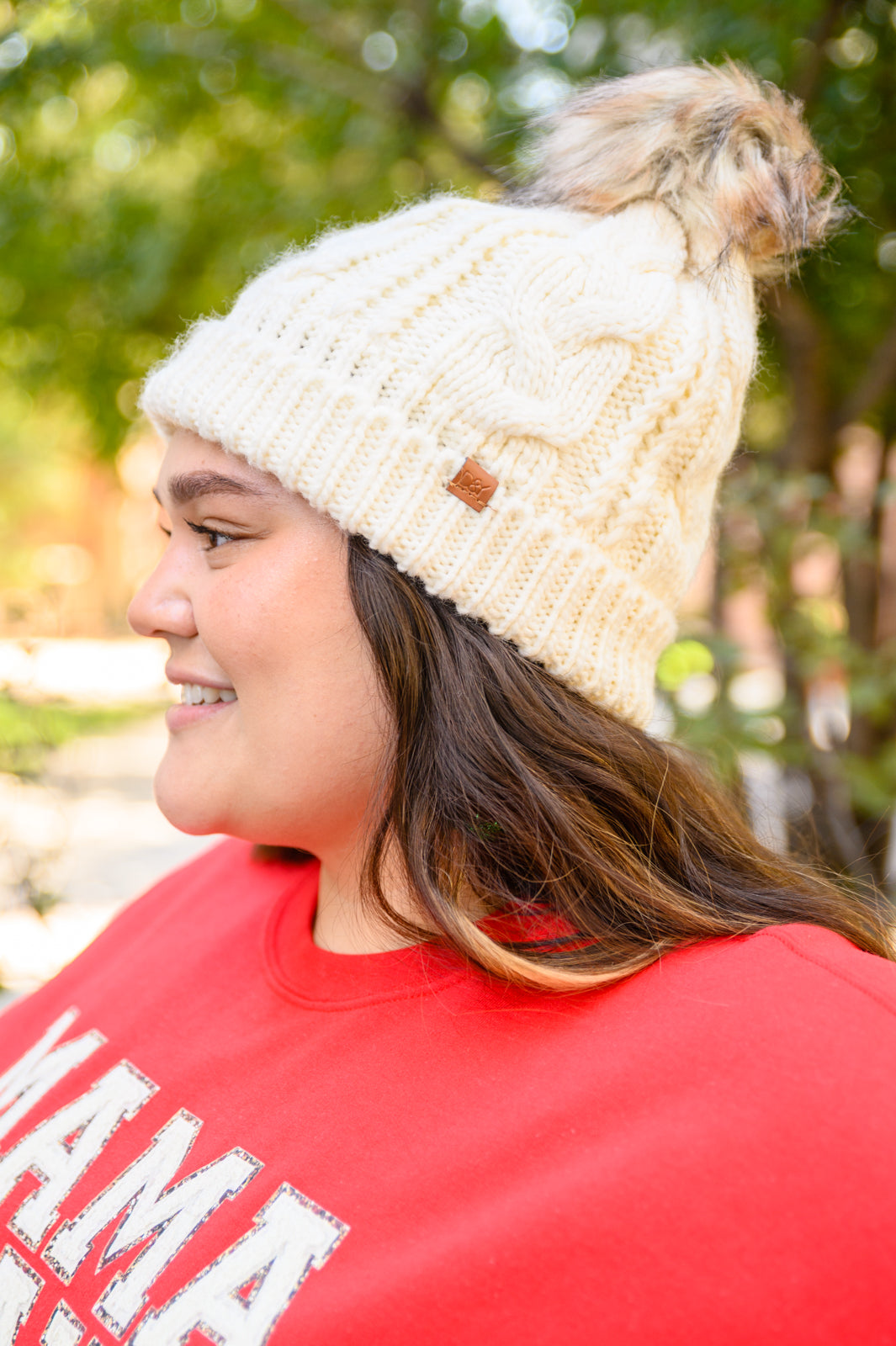 Cable Knit Cuffed Beanie Winter Hat In Ivory - Shell Design Boutique