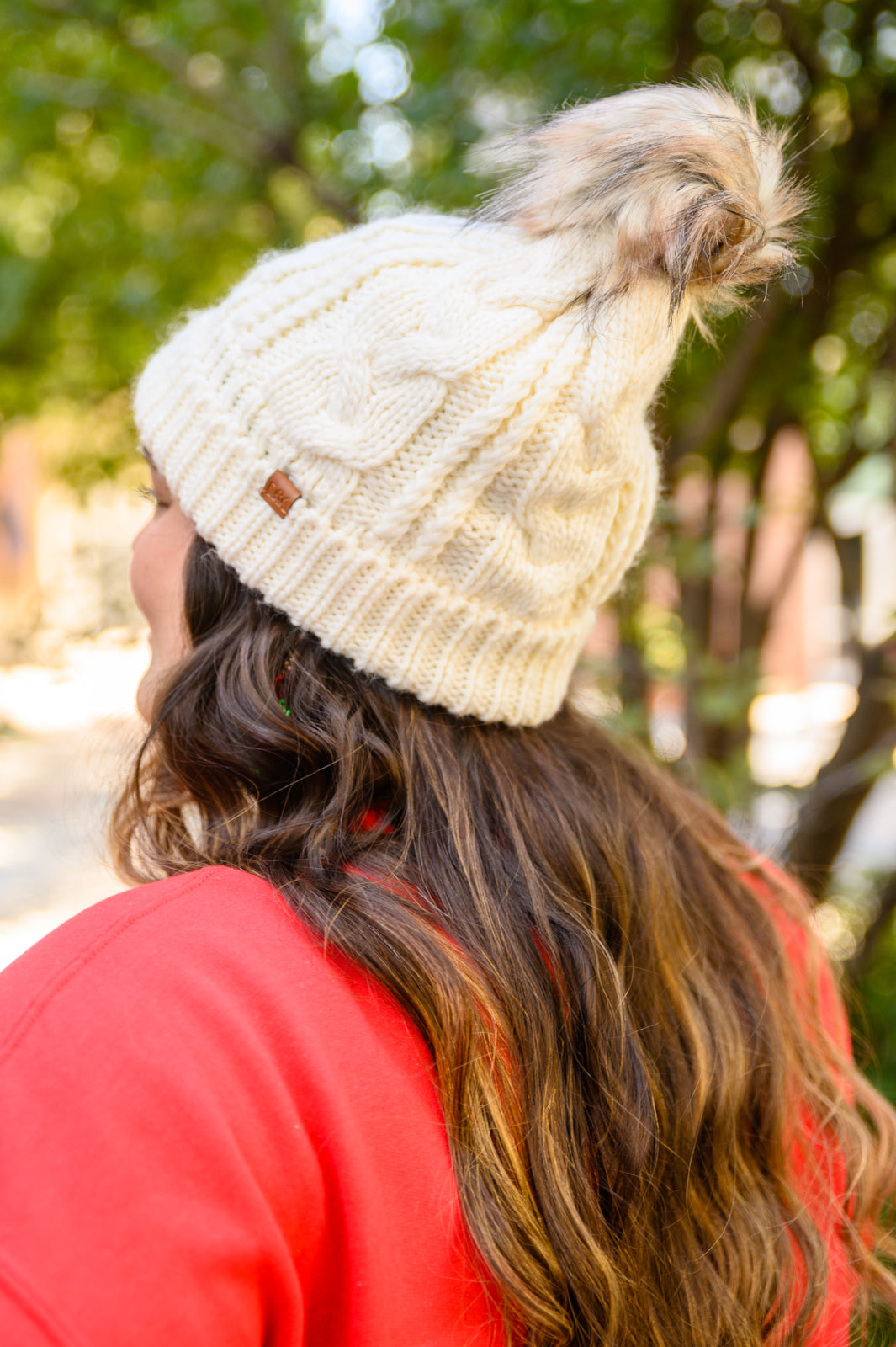 Cable Knit Cuffed Beanie Winter Hat In Ivory - Shell Design Boutique