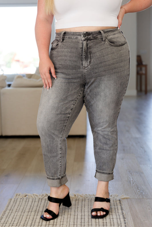 Charlotte High Rise Stone Wash Slim Jeans in Gray up to 24W by Judy Blue - Shell Design Boutique
