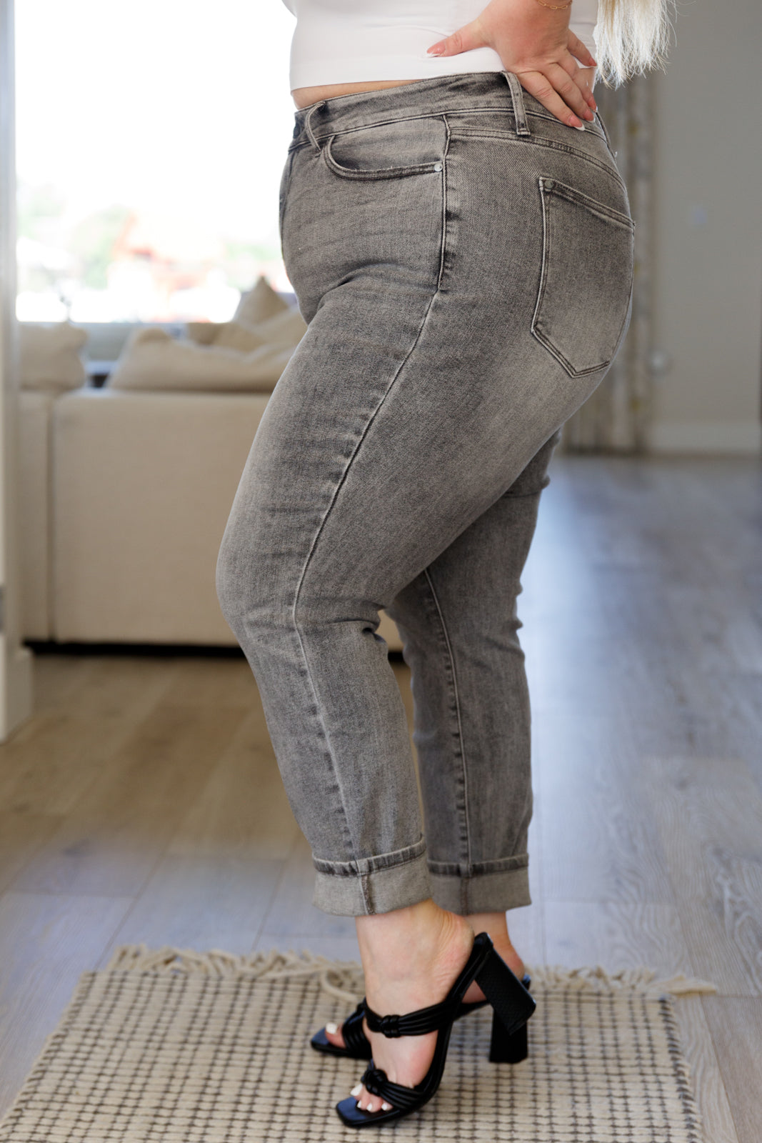 Charlotte High Rise Stone Wash Slim Jeans in Gray up to 24W by Judy Blue - Shell Design Boutique