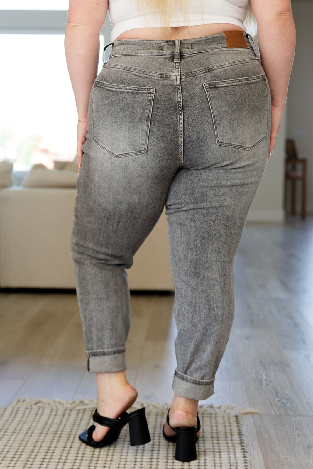 Charlotte High Rise Stone Wash Slim Jeans in Gray up to 24W by Judy Blue - Shell Design Boutique