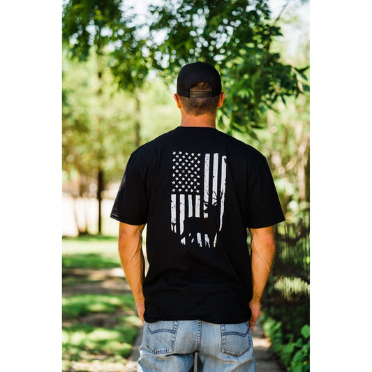Camiseta gráfica de ciervo y bandera americana hasta 3XL