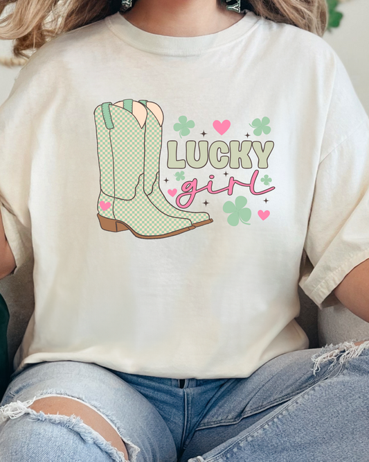 Women's Comfort Colors Lucky Girl Graphic Tee up to 3XL