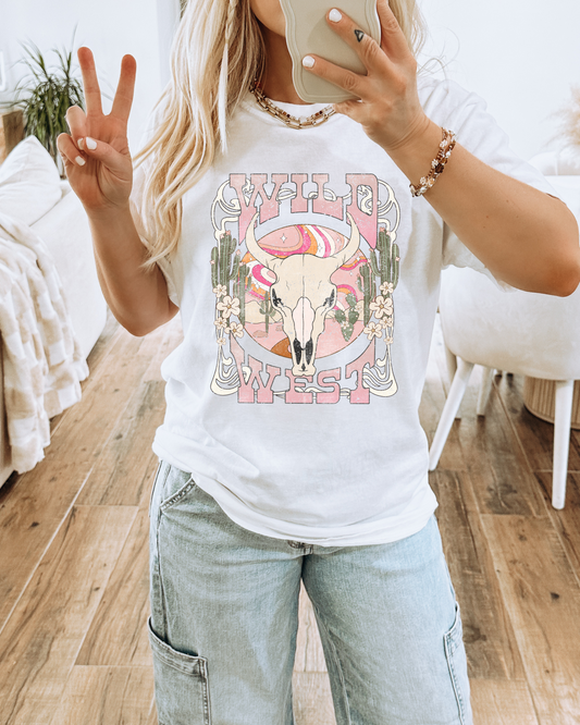 Camiseta gráfica Pastel Wild West para mujer hasta 3XL (colores cómodos)