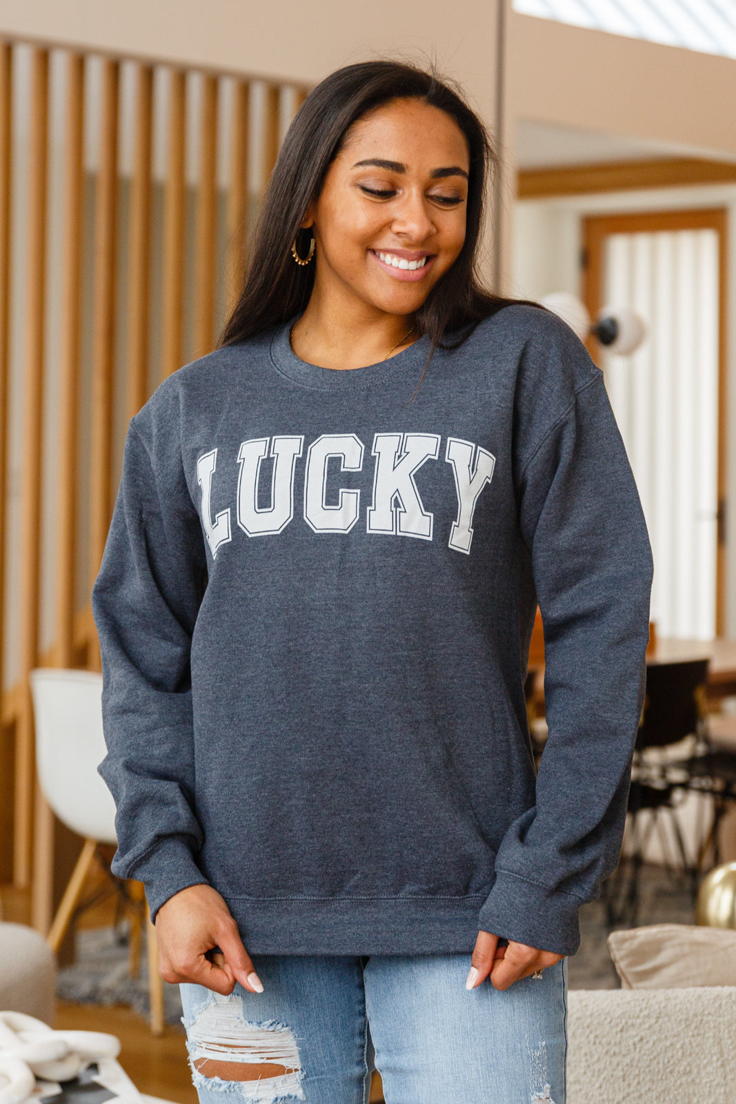 Your Lucky Crew Neck Sweater up to 3XL - Shell Design Boutique