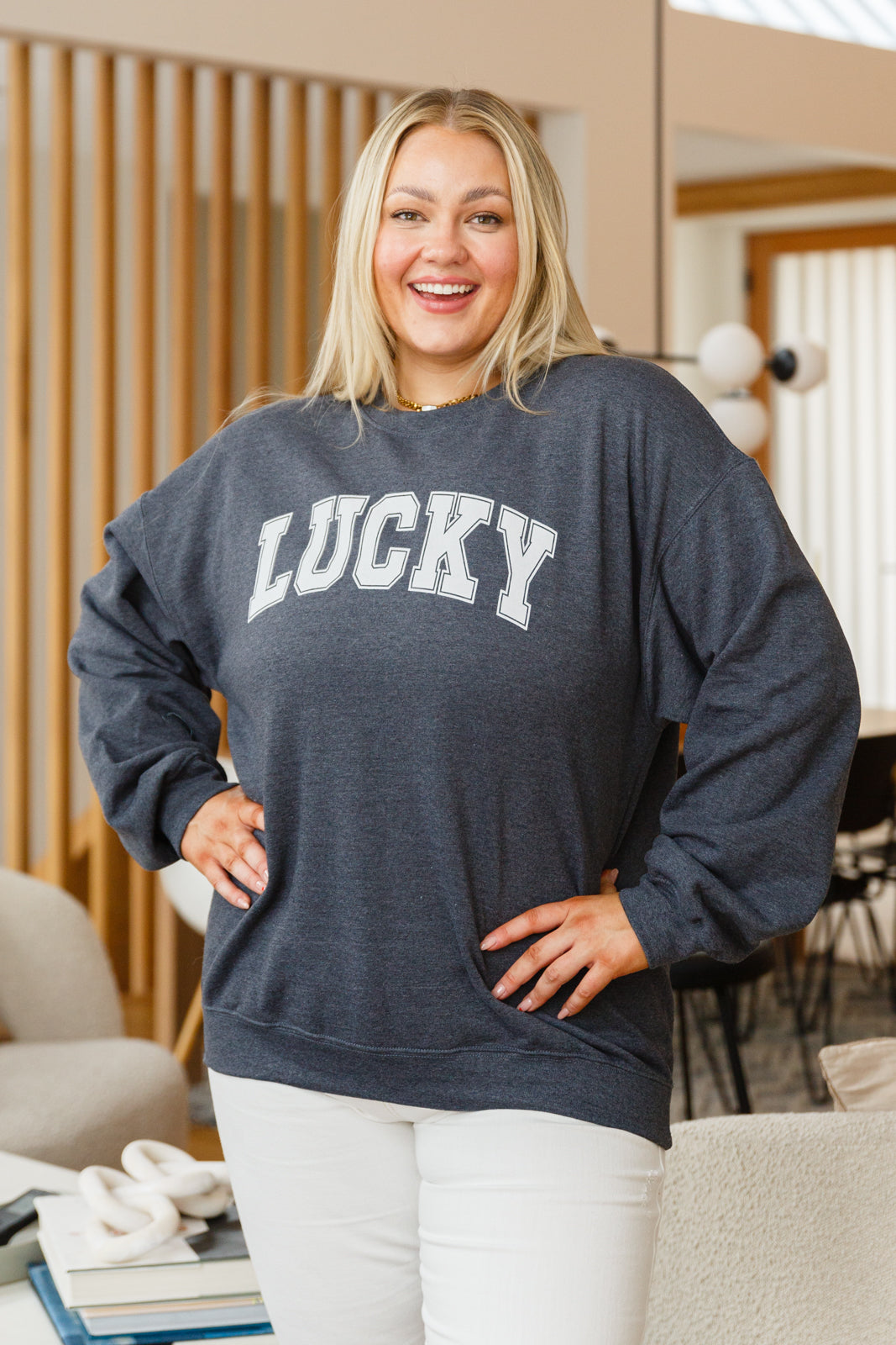 Your Lucky Crew Neck Sweater up to 3XL - Shell Design Boutique