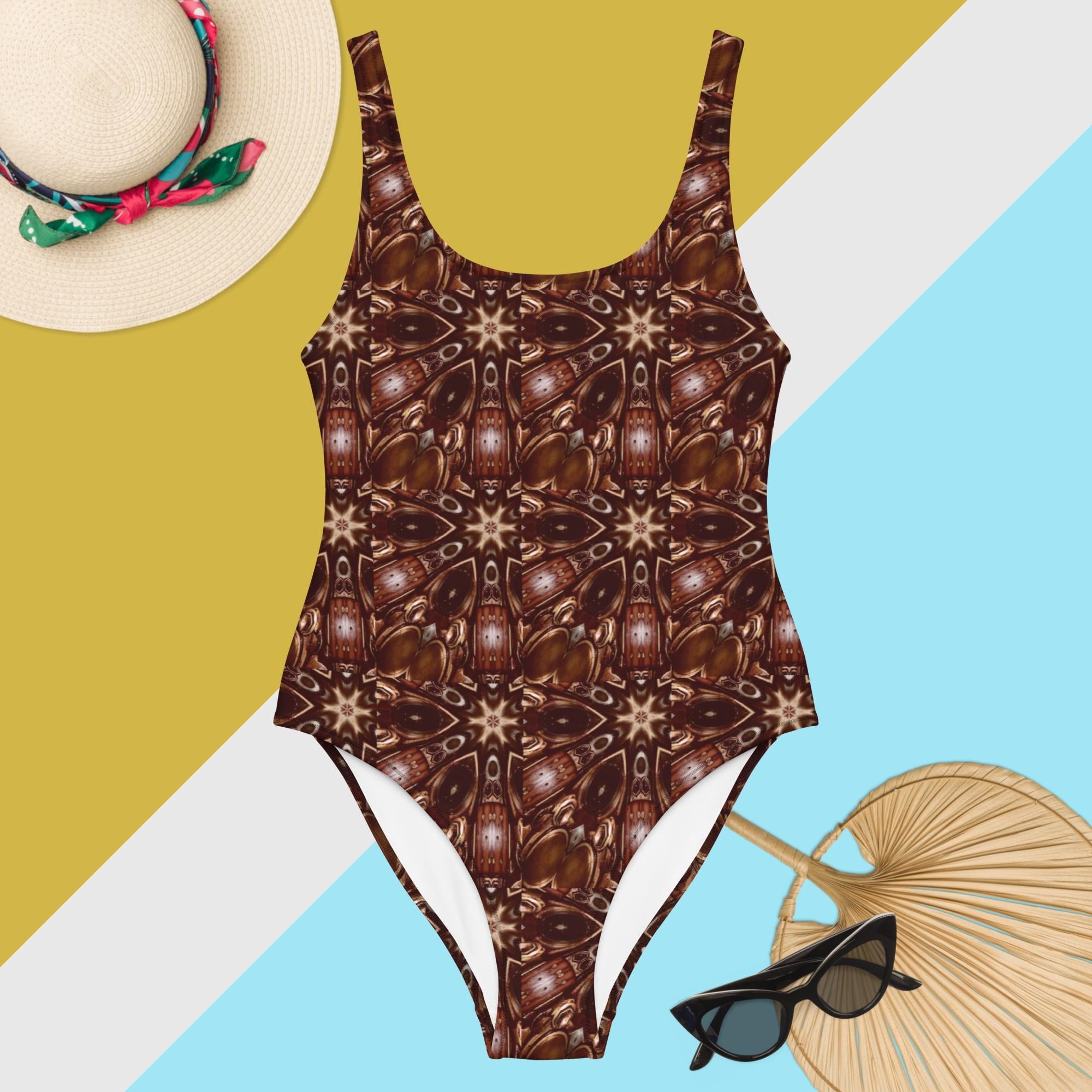 Women's Brown & Beige Star Swimsuit Bundle