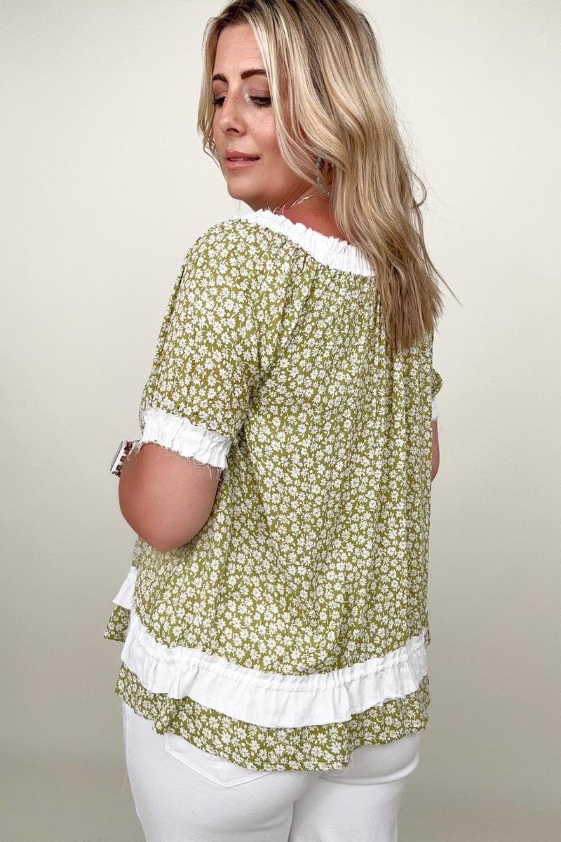 Heyson Convertible Ditsy Floral Button Down Blouse up to 3XL - Shell Design Boutique