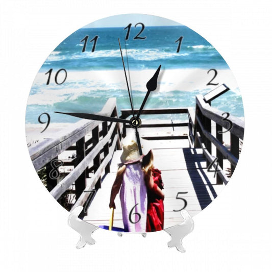 Child Heading to the Beach Round Wall Clock - Shell Design Boutique