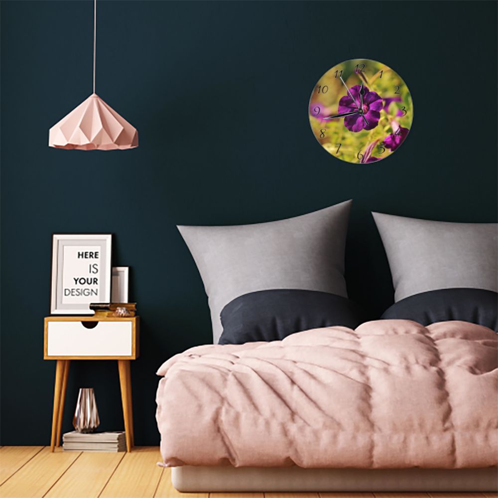 Purple Flower Closeup Round Wall Clock - Shell Design Boutique